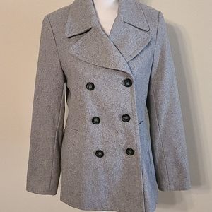 Grey wool peacoat, size S Tall